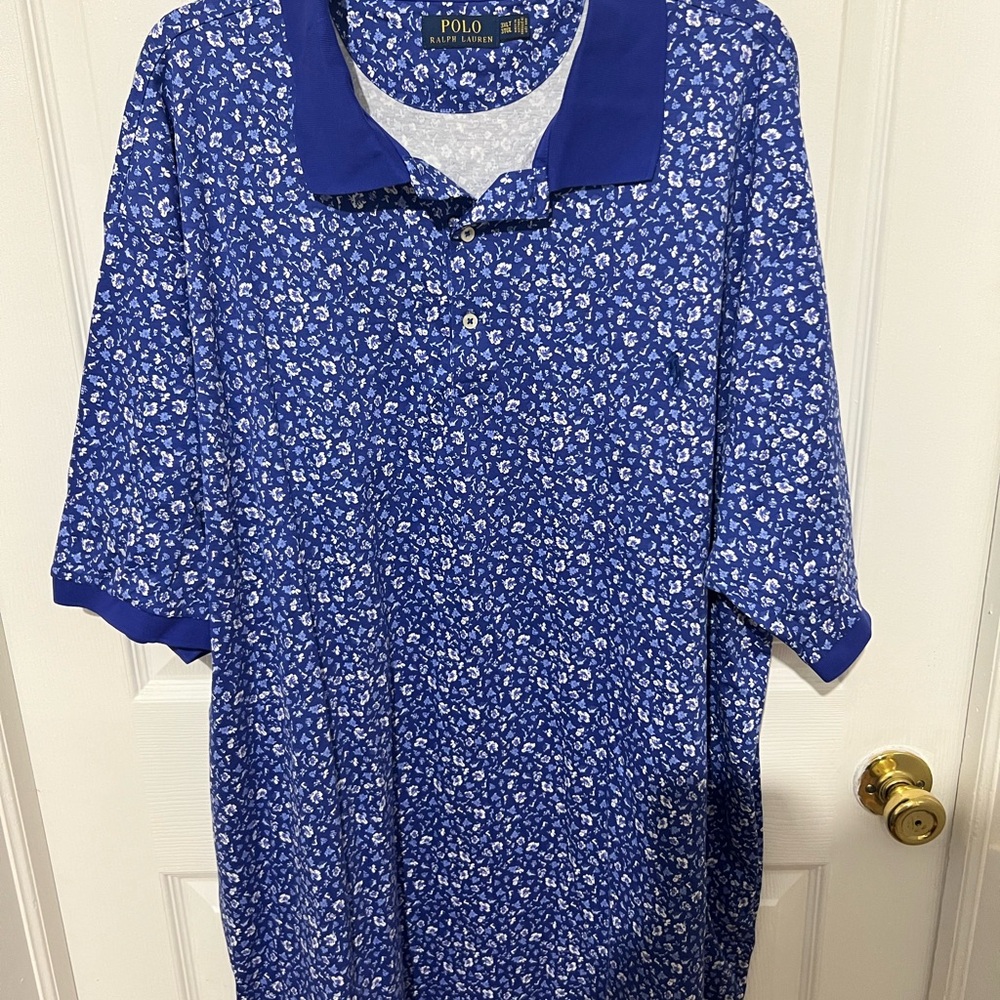 Polo Ralph Lauren Blue Floral Polo 3XL Shirt Like New